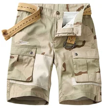 IFRICH, мужские камуфляжные шорты, лето, хлопок, пляжные шорты с карманами, мужские камуфляжные дышащие шорты цвета хаки, s Размер M-4XL