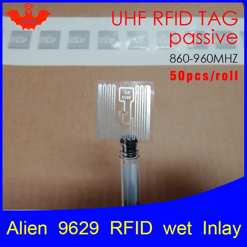 Rfid метка UHF стикер Alien 9629 влажная инкрустация 915mhz868mhz 860 960MHZ Higgs3 EPC 6C 50 шт. бесплатная