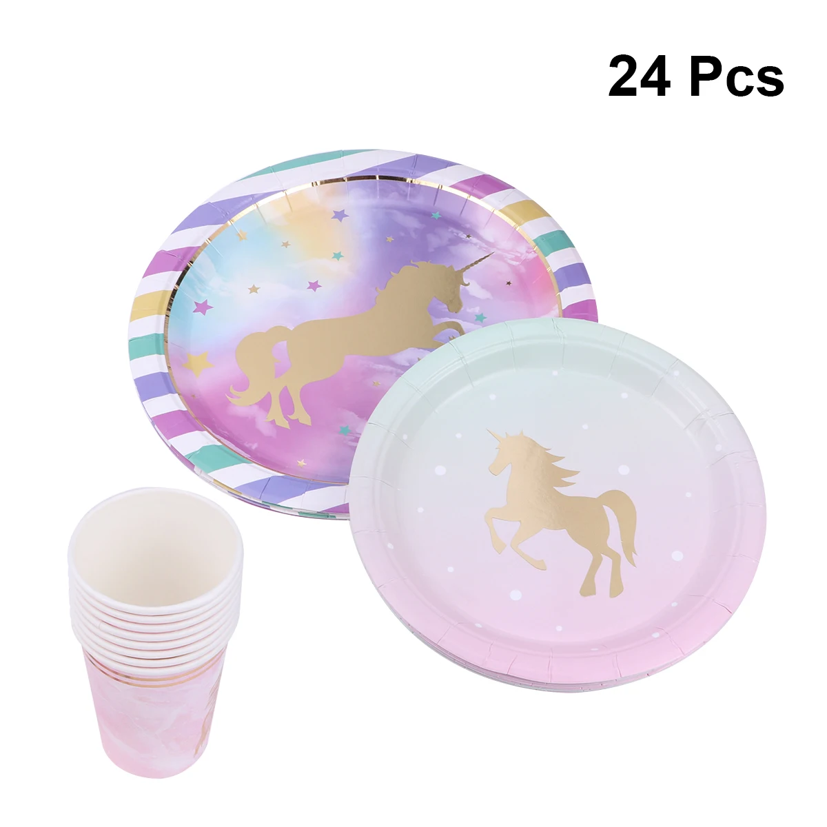 

24Pc Flatware Set Disposable Cartoon Unicorn Patterned Dinnerware Set Tableware Kit Party Favors Baby Shower Wedding Birthday