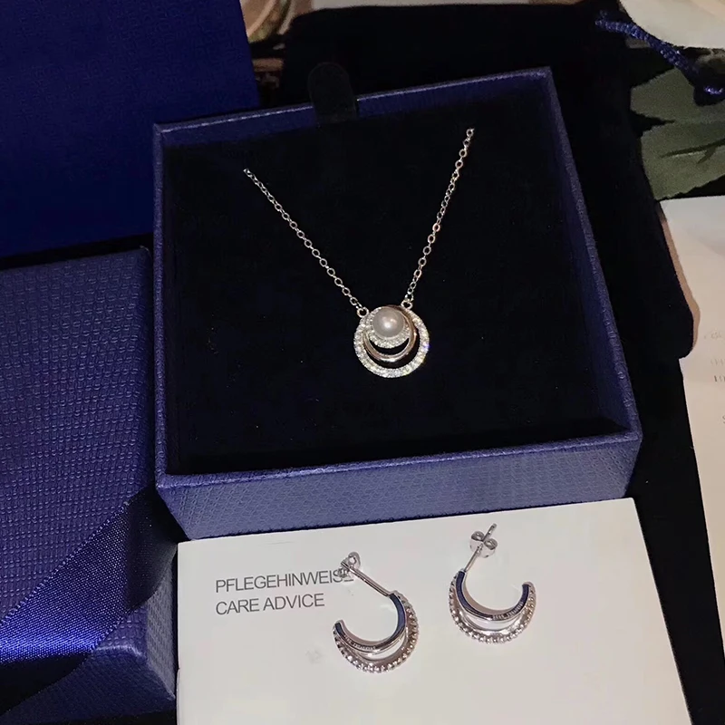 

Hot Sailor Moon Pure 925 Sterling Silver Jewelry For Women Wedding Jewelry Set Pearl Sun Necklace Moon Earrings Set Top Quality