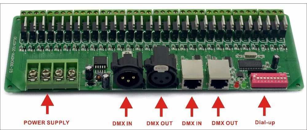 Dmx-декодер 30 каналы RGB Светодиодные ленты водитель фары DMX 512 Диммер без Пластик Box DC 9 V-24 V DMX512 контроллер