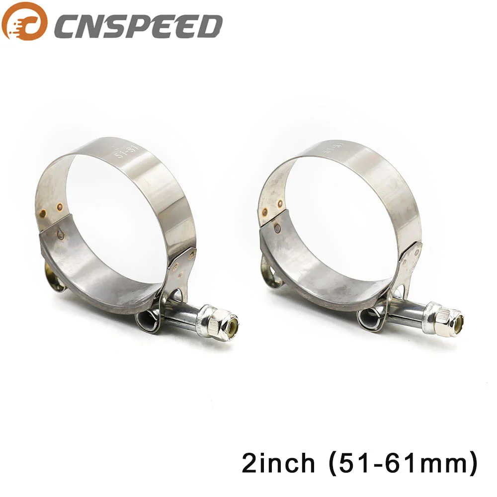 

CNSPEED Universal 2" 51mm-61mm Silicone Turbo Hose Coupler T Bolt Super Clamp Kit Exhaust pipes Turbo Downpipe Exhaust Clamp