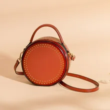 Брендовые модные сумки reather, винтажная круглая сумка, женские сумки из натуральной кожи, женская сумка