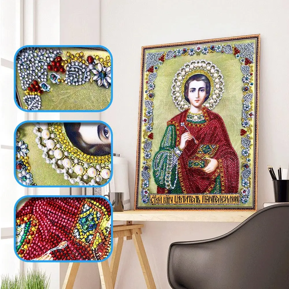 

New 5D DIY Diamond Painting Cartoon Religious Character Pattern Special Shape Diamond Cross Embroidered Crystal Diamond Embroide