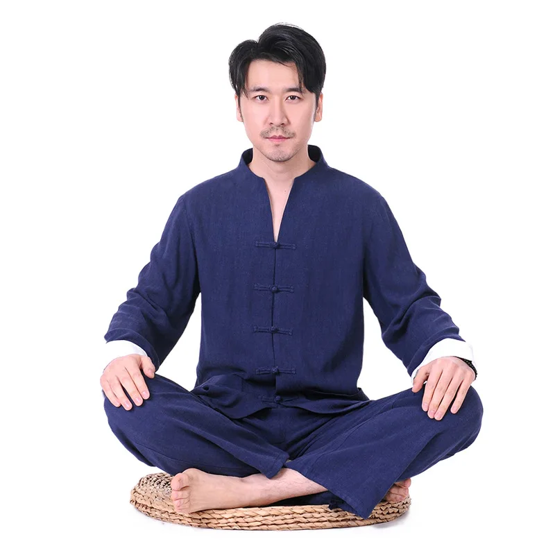 

2018 Man Yoga Set Solid Large Size Yoga Shirt Pants Zen Meditation Kong Fu Clothing Man Sportswear Set Gym Yoga Suit Tracksuit