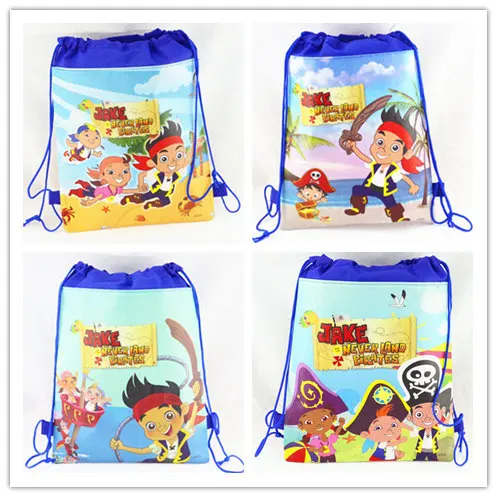 

12Pcs Jake and the Never Land Pirates Drawstring Boys Cartoon School Bag Children Printing School Backpacks Gifts for Birthday