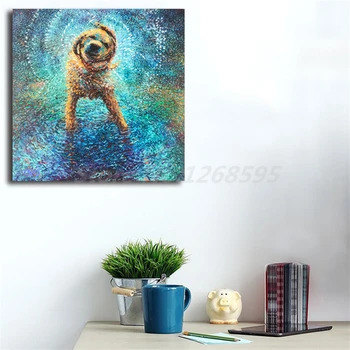 

Shakin' Off the Blues Dog Shaking Off Water By Iris Scott Art Canvas Poster Painting Wall Picture Print Home Bedroom Decoration