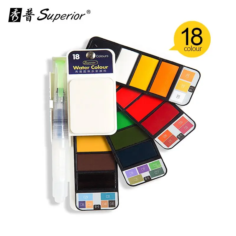 18/25/33/42 Color Solid Watercolor Paint Set Hand-painted Portable Fan-Shaped Water Color Pigment For Drawing Dropshipping - Цвет: 18 Color