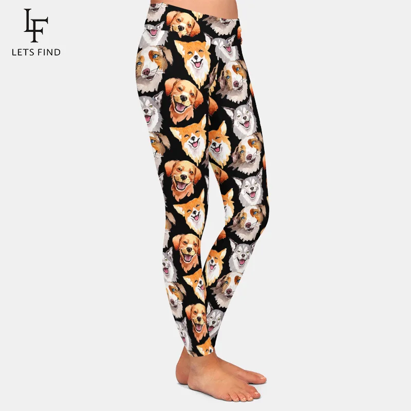 tiktok leggings amazon LETSFIND Hot Sale Leggings 3D Animals Dog Printing High Waist Women Plus Size Casual Black Leggings Hot Sale fabletics leggings