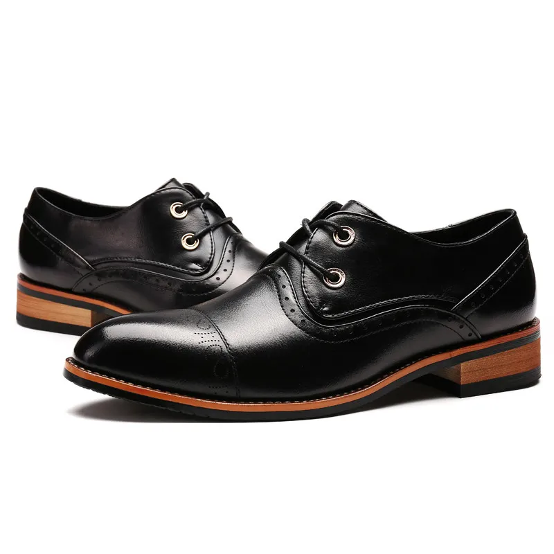 men shoes famous luxury brand leather formal office classic loafers pointed toe dress flats footwear brogue oxford shoes for men (11)