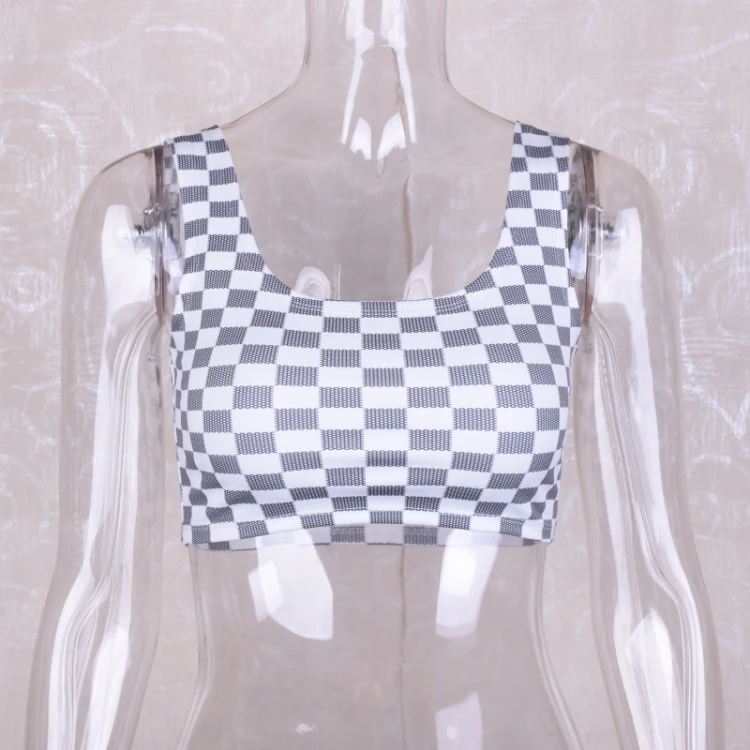 Summer Women Plaid Vest Fashion Sleeveless Strapless Solid Crop Tops Pullovers Ladies Tanks Women Camisole For Ladies Fashion