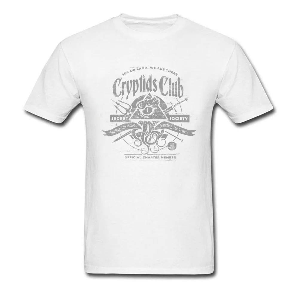 Street Top T-shirts Fitted Crew Neck cryptids club 6084 All Cotton Men Tops Shirts Printed Short Sleeve Sweatshirts cryptids club 6084 white