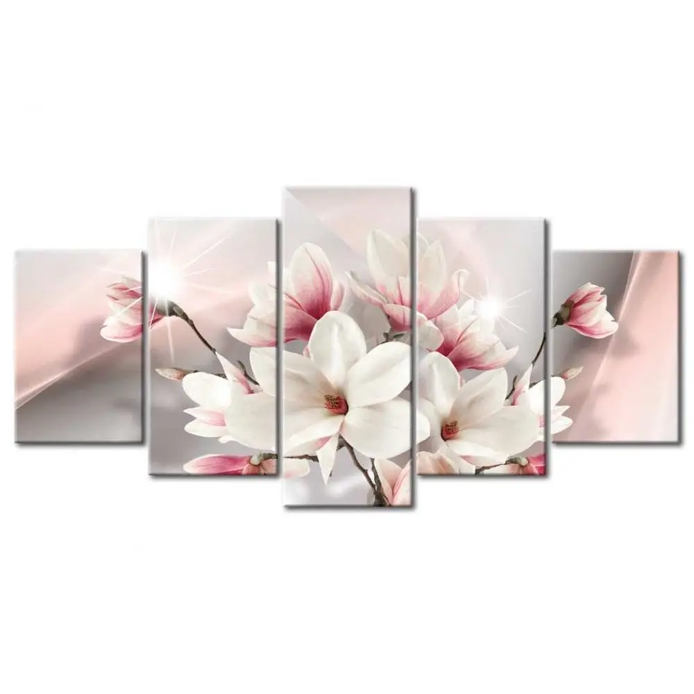 

5 Pieces DIY diamond embroidery Magnolia flower needlework cross stitch set full Square / Round diamond mosaic diamond painting