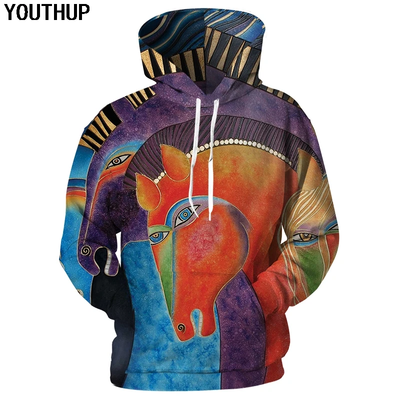 YOUTHUP 2020 3d толстовки с животными для мужчин и женщин капюшоном абстрактным