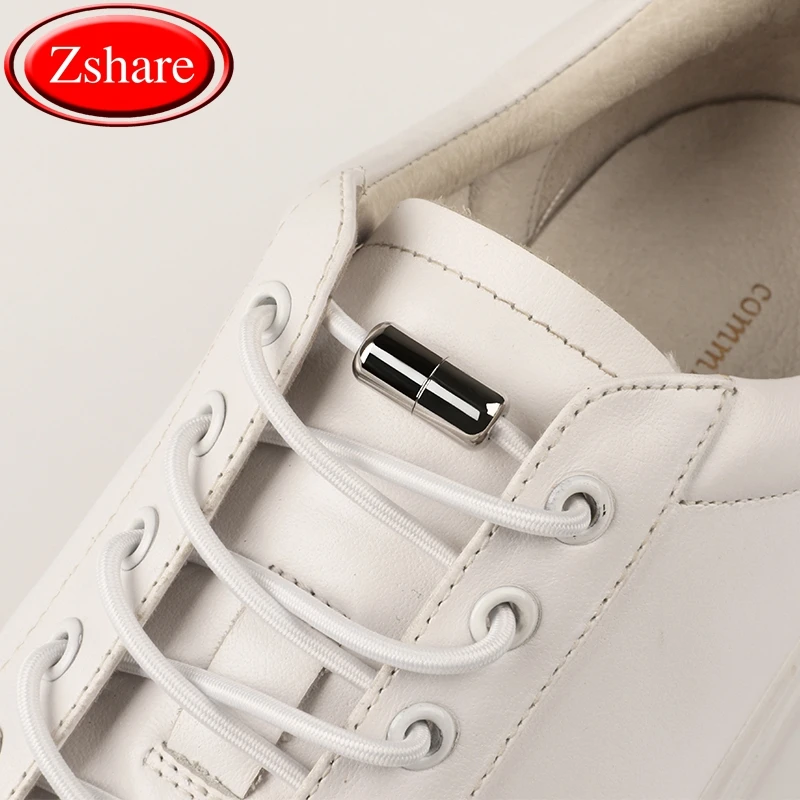 

1 Pair Round Shoelaces Elastic Shoe laces No Tie Leisure Sneakers Quick Lazy laces Unisex Metal Capsule Children Adult Shoelace