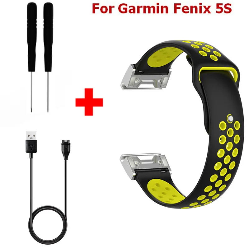 3 в 1 силиконовый браслет для Garmin Fenix 6S умный Браслет USB кабель зарядное устройство для Garmin Fenix 5S ремешок Fenix6S ремешок для часов - Цвет: Color1