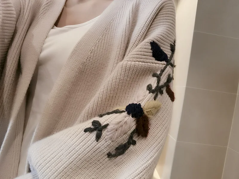 HIGH QUALITY 2018 Autumn Winter Fashion Women Long Sleeve Cardigan Floral Sweater Womens Knitted Female Cardigan Femme SW573