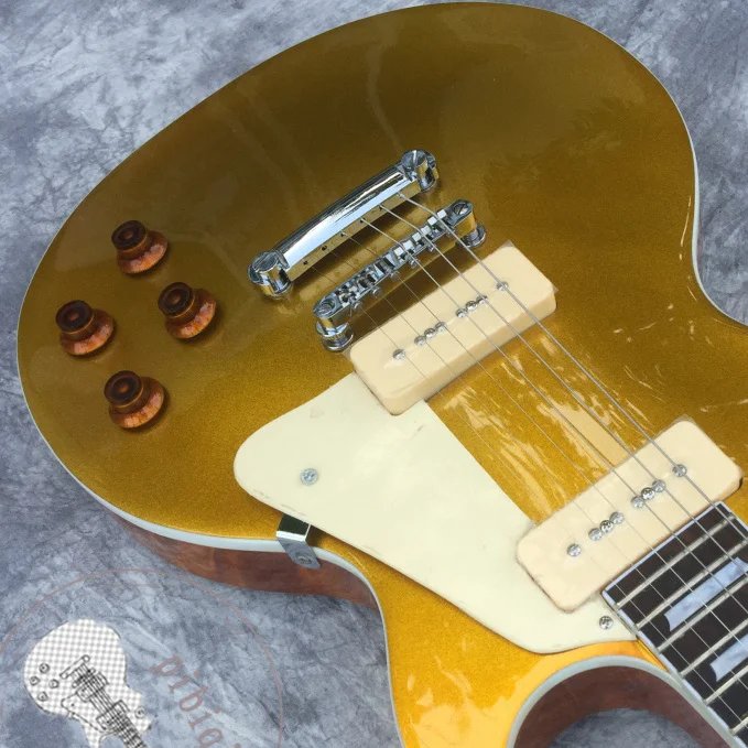 

Free delivery, front gold powder after yellow electric guitar, color logo and shape can be customized.