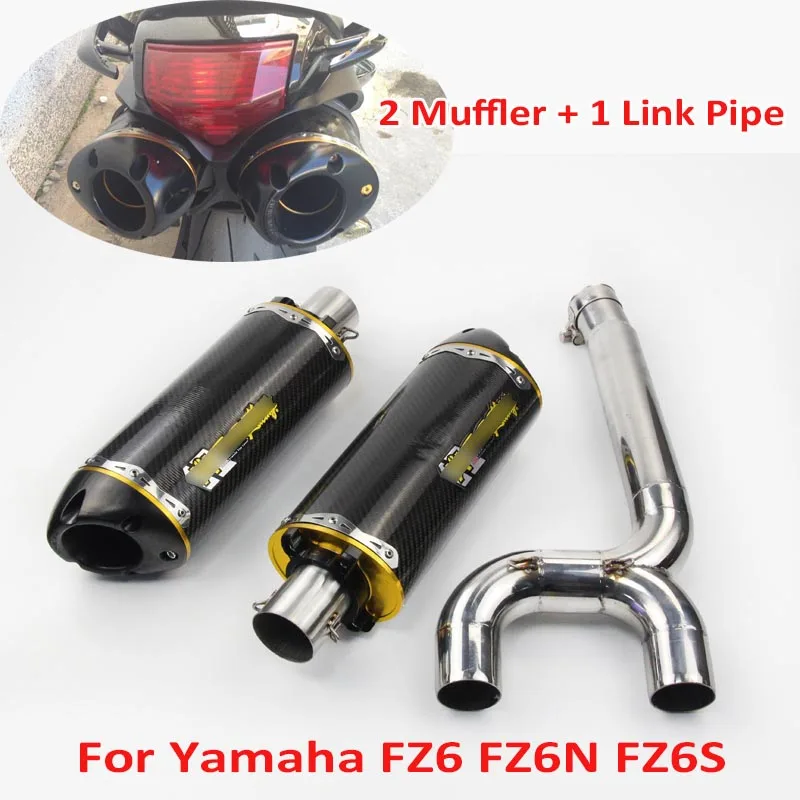 FZ6 FZ6S FZ6N Motorcycle Carbon Fiber Exhaust Muffler Connecter Middle Pipe Full System Slip on for Yamaha FZ-6N FZ-6S | Автомобили и