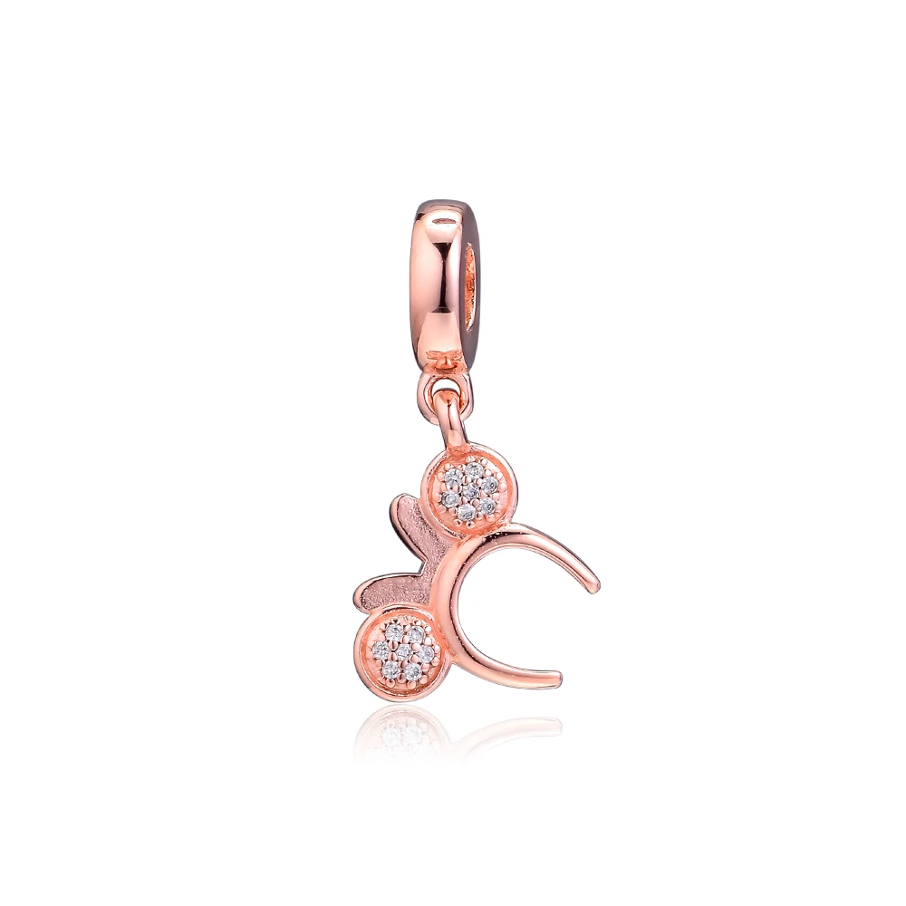 

Pandulaso Beads Mouse Rose Ear Headband Charms For Jewelry Making Fits Original Charms Bracelets For Woman DIY Silver Jewelry