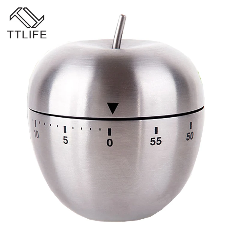 

TTLIFE Stainless Steel Cooking Tool Mechanical Egg Kitchen Cooking Timer Apple Alarm Clock 60 Minutes Magnetic Timer Reminder