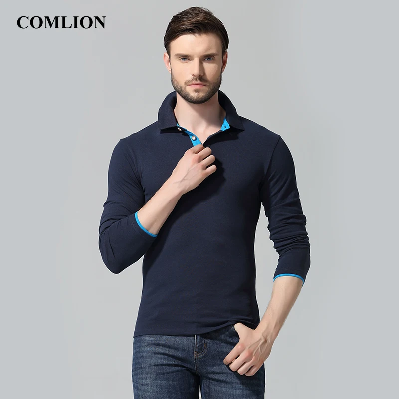 COMLION 2018 Men's Long Sleeve Polos New Brand Plus Size Mens Fashion