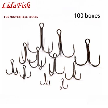 

LIDAFISH Boxed (100 units) three anchor hook fishing gear wholesale Super high carbon steel fishing hook Ocean rock fishing