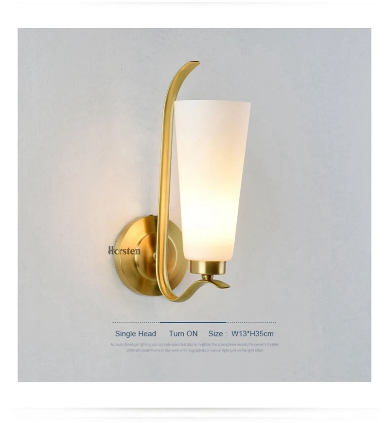 American Style Double Heads Copper H35cm Wall Lamp Bedroom Bedside Lamp Simple Nordic Wall Lights For Living Room Restaurant Hotel (10)