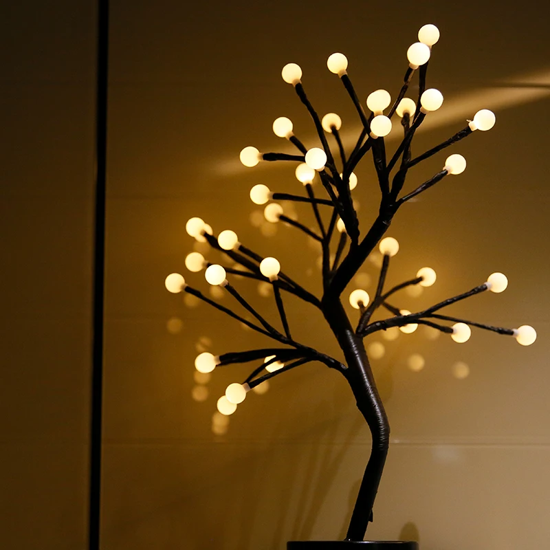 

Night Light LED Tree String Lights Christmas Decoration Waterproof for Wedding Holiday Home Indoor Lamp Battery Powered