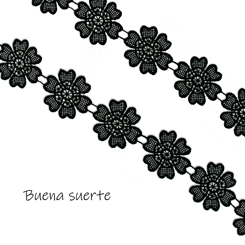 Buena Suerte белый/черный цветок полиэстер кружевная лента с вышивкой ткань для шитья DIY материалы ручной работы аксессуары TM059