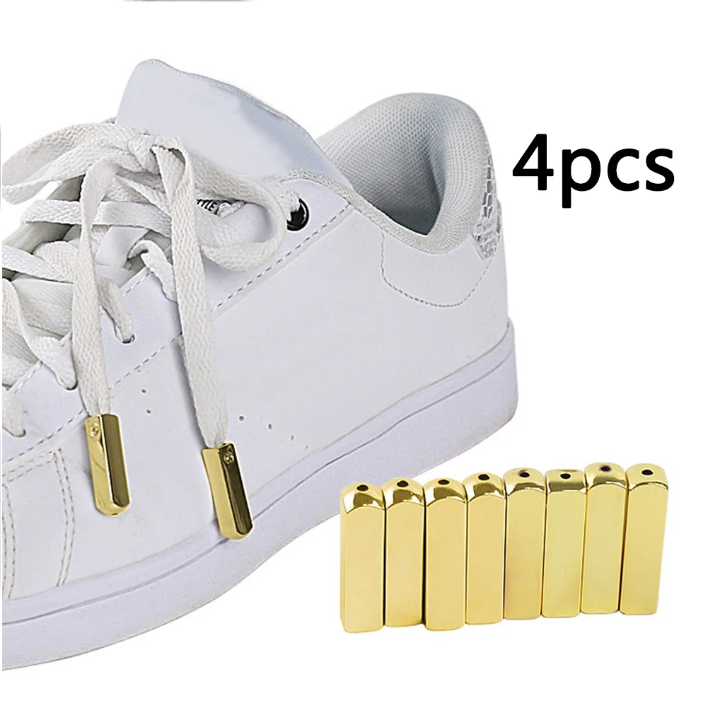 4 قطعة/المجموعة المسمار على هوديس المعادن Aglet و أربطة الحذاء نصائح لل رياضة مصقول DIY استبدال الزنك سبيكة الاكسسوارات مرآة الذهب