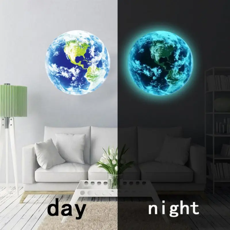 

3D Luminous Stickers Refrigerator Wall Stickers Vivid Earth Luminous Stickers Decorate Stickers Christmas Decoration for Home