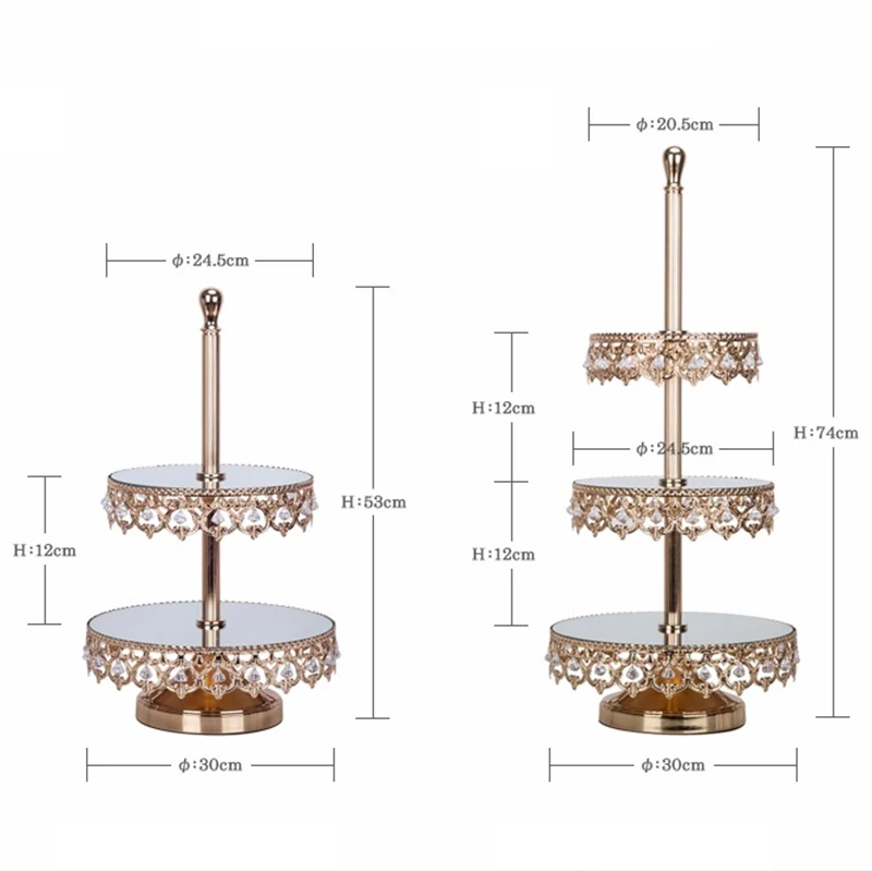 Великолепный кристалл золотой кекс стенд зеркало 2/3 ярусов стиль инстаграм на десерт на вечеринку, свадьбу торт стол инструменты для украшения торта