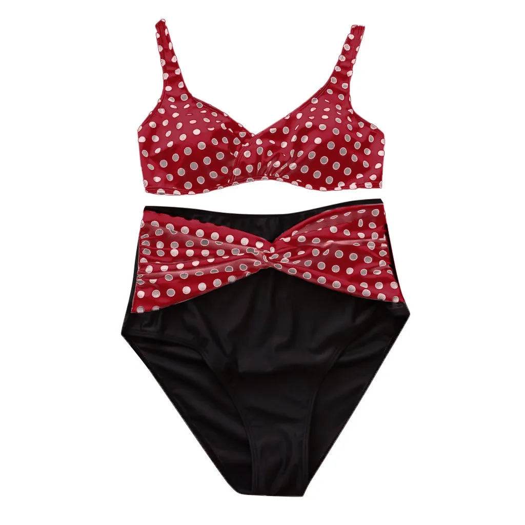 Купальный костюм размера плюс, 2 предмета, пуш-ап, танкини,, большой размер, купальный костюм для женщин, дропшиппинг, Maio Feminino Praia - Цвет: Красный