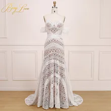 Сексуальное богемное пляжное кружевное свадебное платье русалки цвета шампанского милое длинное свадебное платье Гавайское летнее платье невесты vestido de