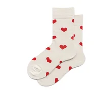 Женские носки из хлопка на все сезоны, белые, красные милые Носки с рисунком любви, маленькие свежие забавные носки, модные женские носки
