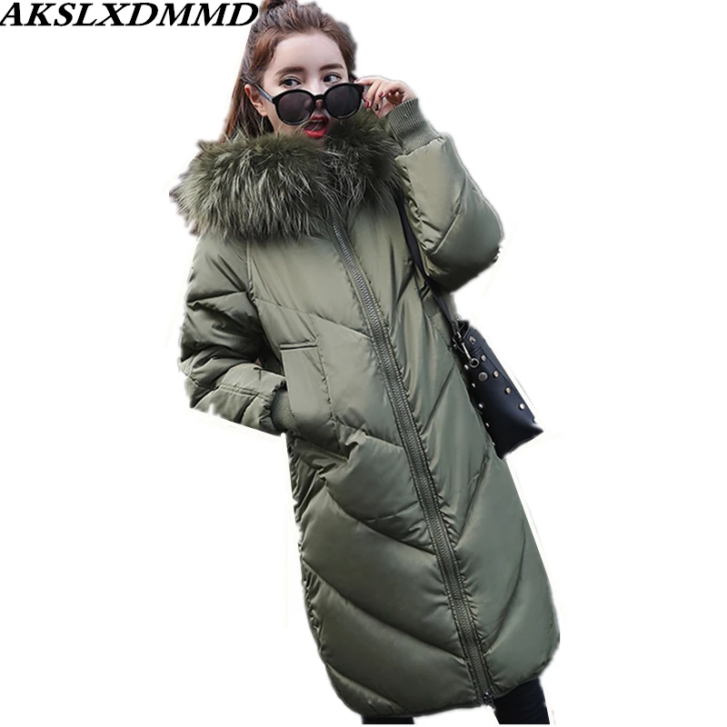 #*Cheap 2019 New Women Winter Jacket Warm Thicken Loose Large Size Hooded Fur Collar Cotton Coat Fashion Solid Parkas Outerwear CW144