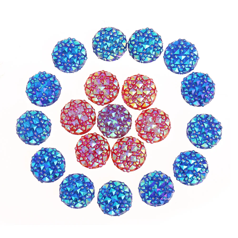 40pcs 12mm Resin Round Flatback Rhinestone Buttons Gem Accessories DIY Craft