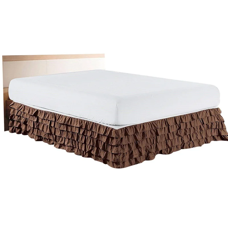 

5 Layers Ruffled Bed Skirt Twin/Full/Queen/King Size Bed Cover Without Surface Hotel Home Bedroom Elastic Bed Skirt Couvre Lit