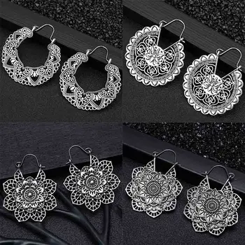 

20 Styles Indian Tribal Brass Earring Dangle Drop Earring Flower Ornate Swirl Gypsy Earring For Women Boho Vintage Earring