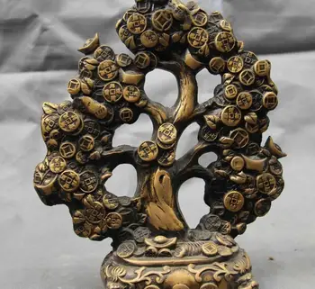 

Chinese Folk Copper Bronze Feng shui Lucky Wealth Money YuanBao Coin Tree Statue