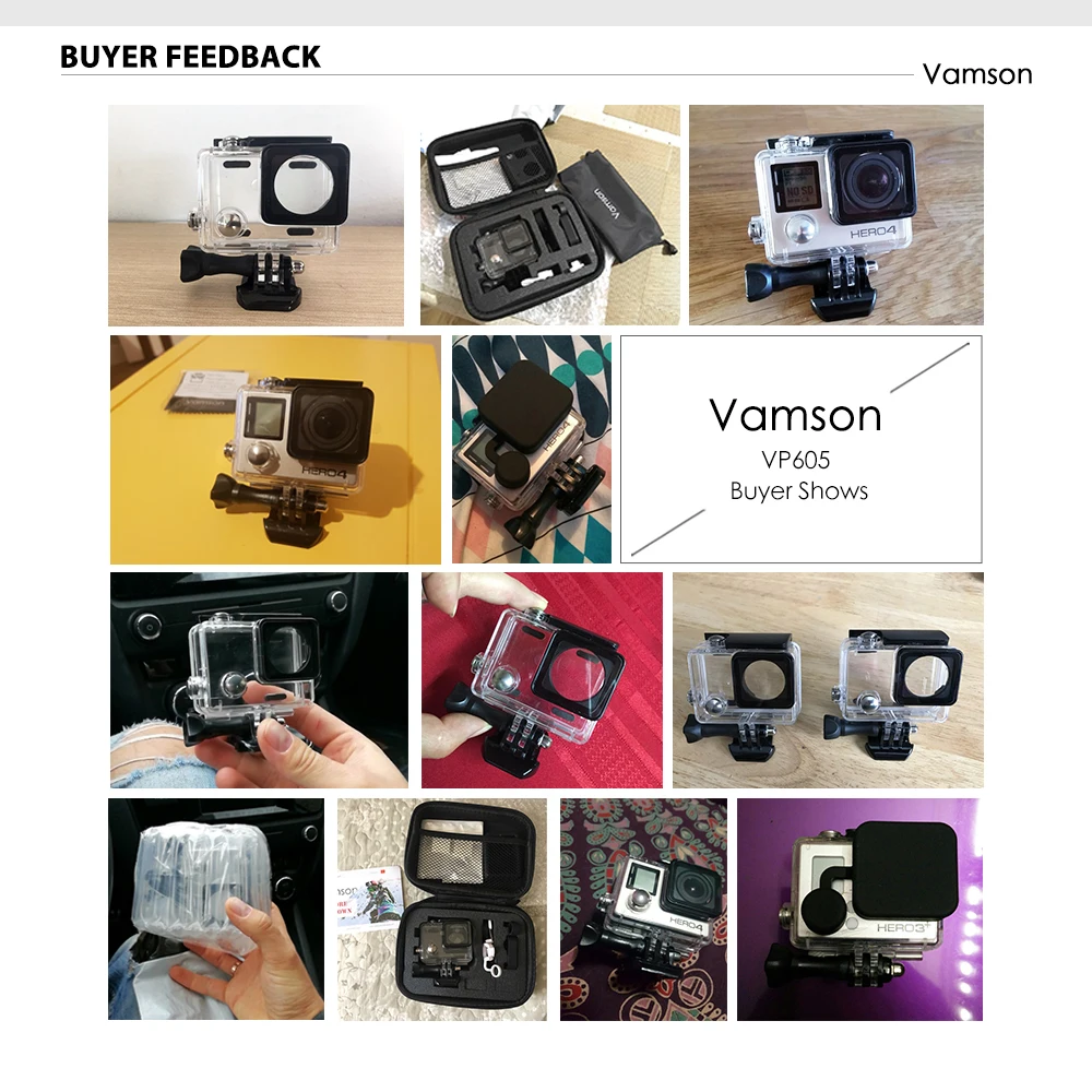Водонепроницаемый чехол Vamson для Go Pro 60 м подводного дайвинга каркас Gopro Hero 4 3 +