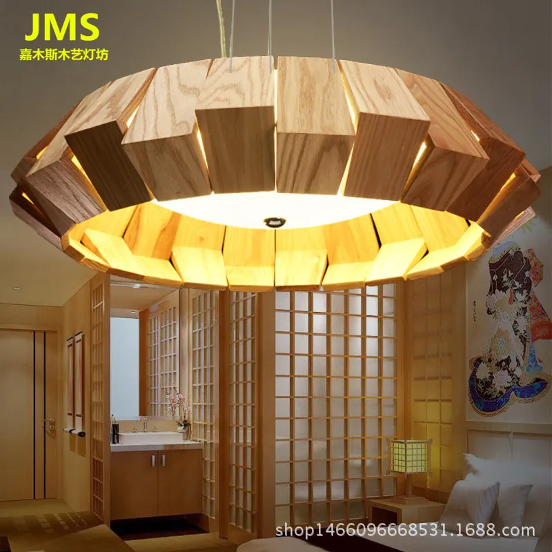 

Nordic solid ceiling lamp LED living room restaurant chandelier minimalism wooden creative LED lamps