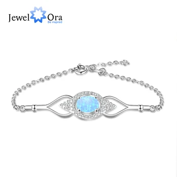 

Eye Shape Blue Opal Stone Bracelets & Bangles 925 Sterling Silver Bracelets For Women Fashion Party Jewelry (JewelOra BA102466)