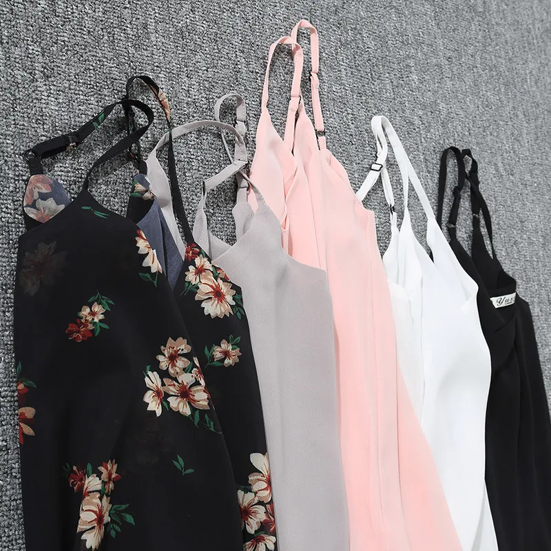 

Sanishroly New Women Summer Style Camis Sexy V-Neck Print Chiffon Tank Female Sleeveless Vest Camisole Tops Plus Size 4XL SE495
