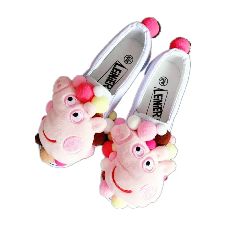 

Spring cartoon pink pig ball handmade custom canvas shoes Japanese doll single shoes female
