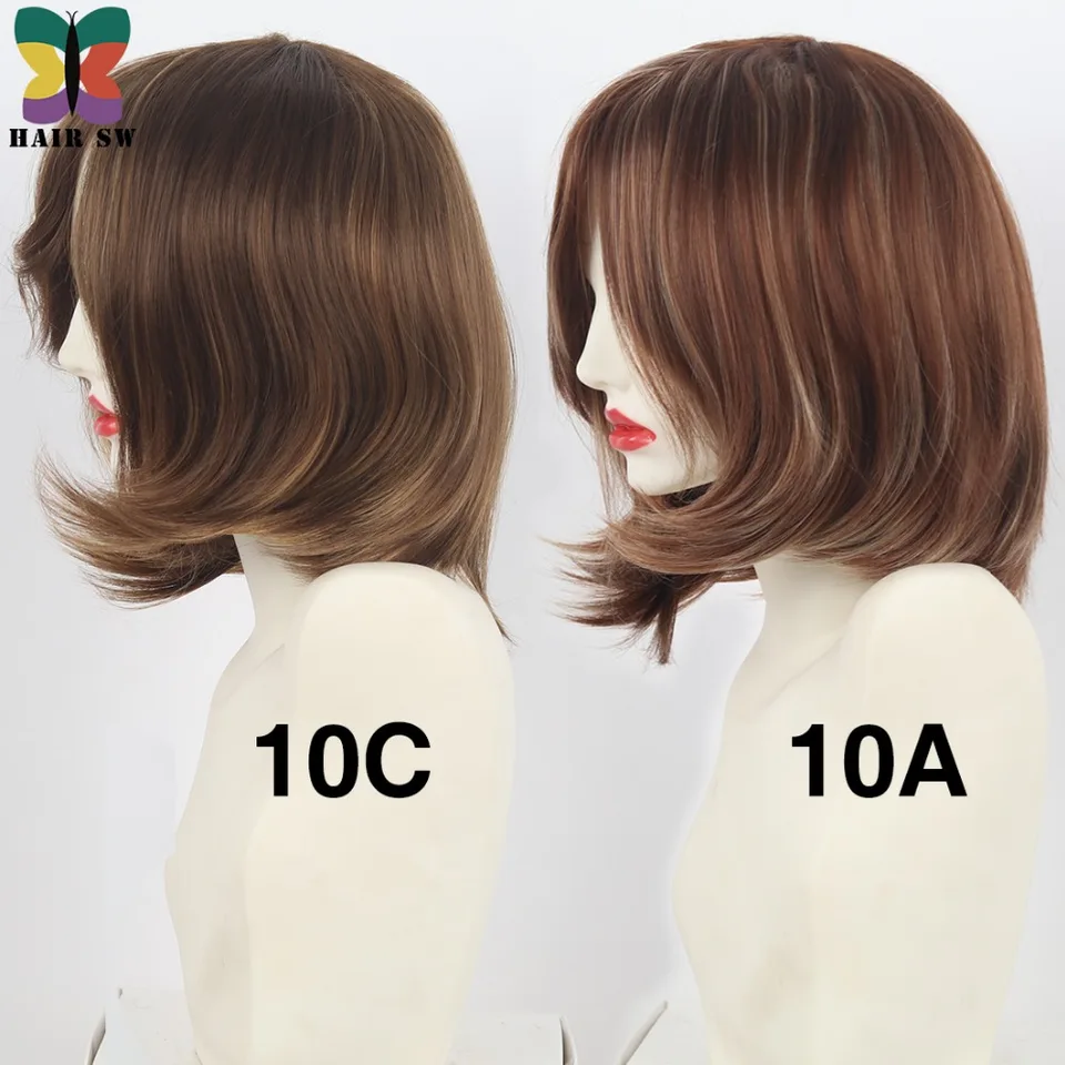 Hair Sw Medium Length Straight Bob Wig Brown Hair Blonde