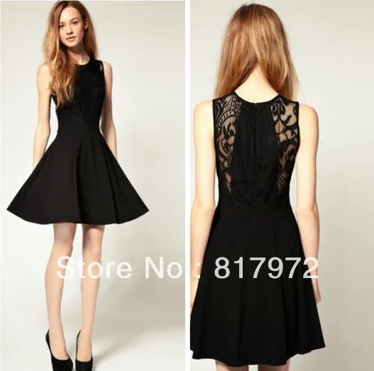 New Arrive Glamour Black Cute Hollow lace flower A Dress Woman Party
