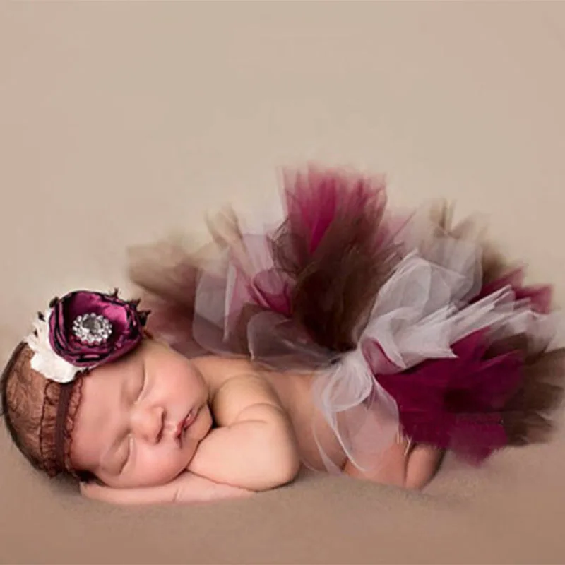 

Newborn Baby Girl Color Lace Tutu Dress with Headwear Photography Props New born Baby photo shoot props fotografia accessories