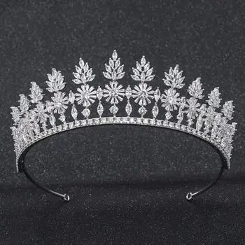 

Cubic Zirconia Wedding Bridal Royal Tiara Crown Diadem Women Prom Hair Jewelry Accessories Real Platinum Plated CH10305
